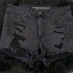 Black distressed American eagle shorts